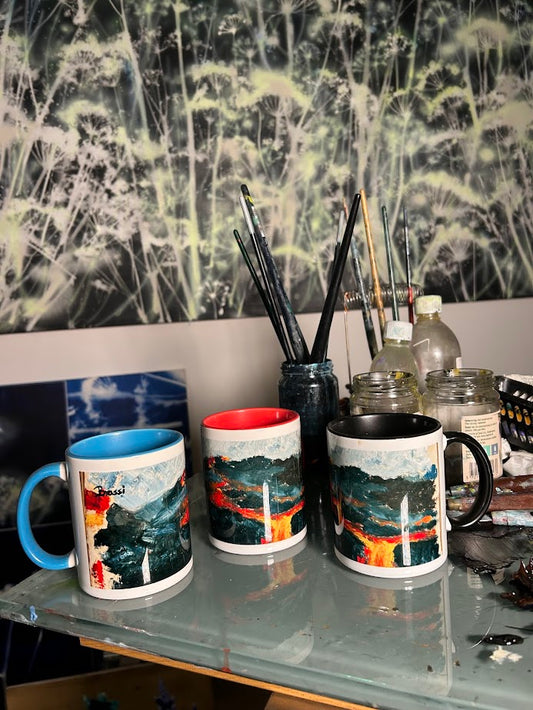 Lava Flow Mug – Mouth-painted Icelandic eruption